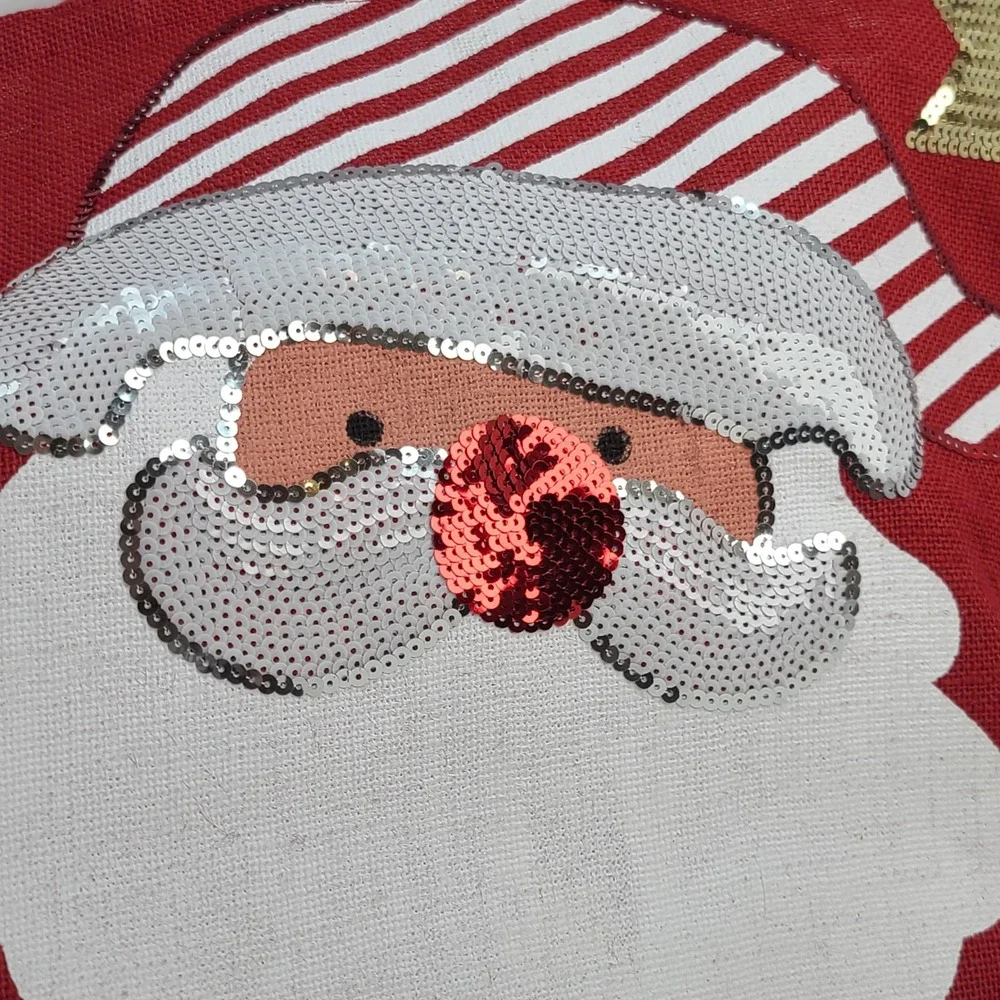 Hobby Lobby Santa Christmas Tote Bag Red Burlap‎ Sequin Large Holiday